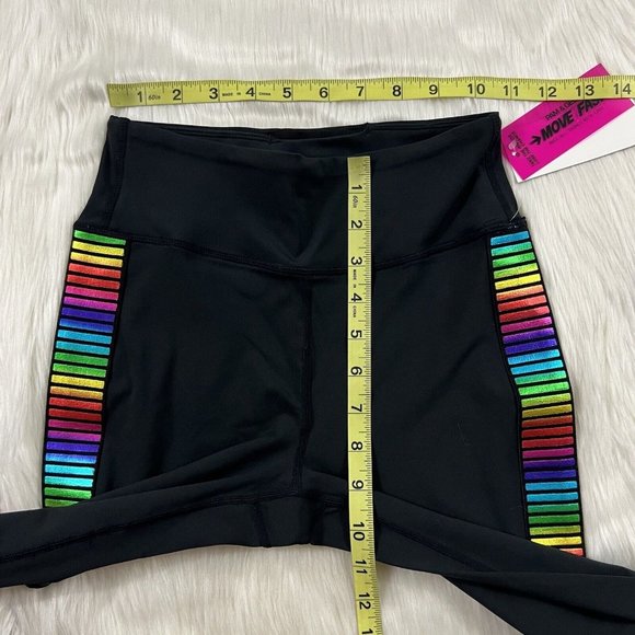 Pam & Gela Move Fast Womens Size P / XS Black S20 Lurex Rainbow 7/8‎ Leggings - Picture 4 of 9
